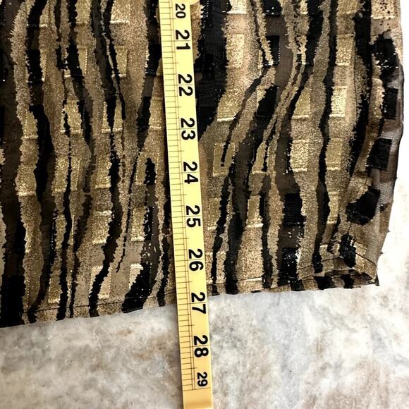 Notations Gold Black Zebra Sheer Blouse S Button Up Y2K Retro Statement - Picture 7 of 7